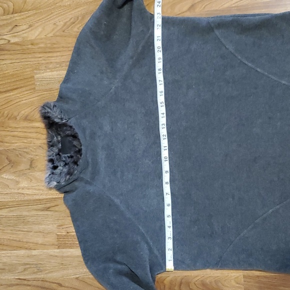 Wooly Bully Wear Gray Fleece Pullover Sweater Sweatshirt with Faux Fur Size L - Picture 7 of 10